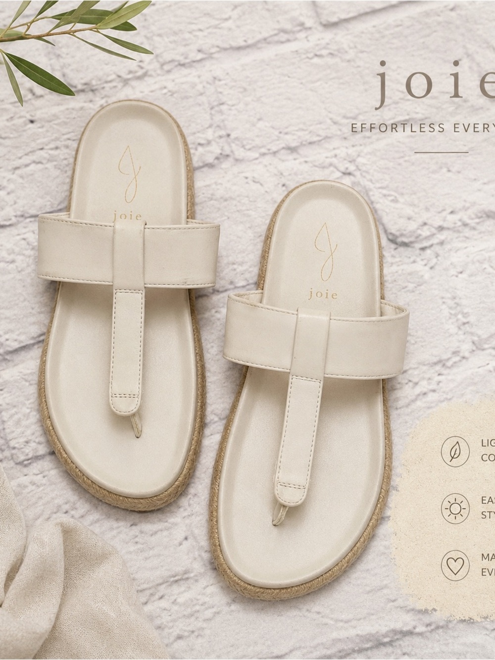 Joie white cream leather espadrille sandals elevated essential summer shoe 9